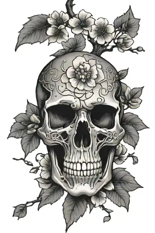 Cherry Blossom Skull Web