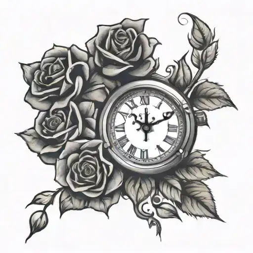 Roses Clock Face Cross