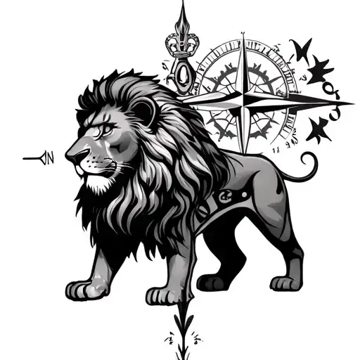 The Lion With A Nice Crowncompass Facing East India Direction