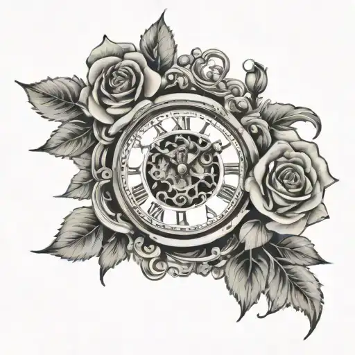 Roses Clock Face Cross Wrapped