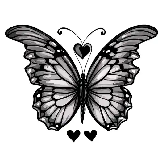 Girly Butterfly With Leo Zodiac Symbol For Body And Hearts For Wings