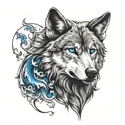 Wolf Surrounded With Blue Eye