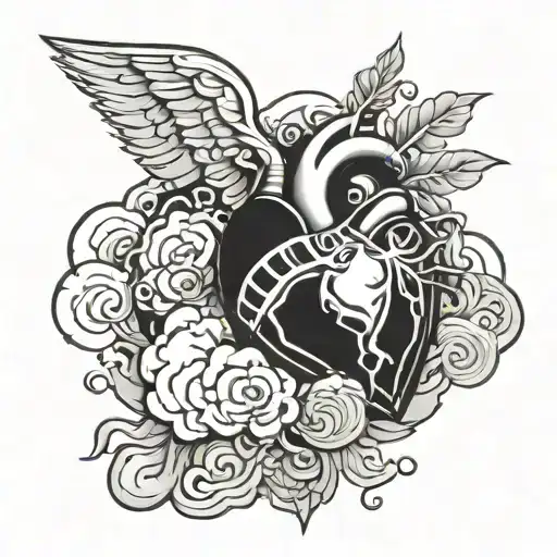 Broken Heart And Clouds Surrounding