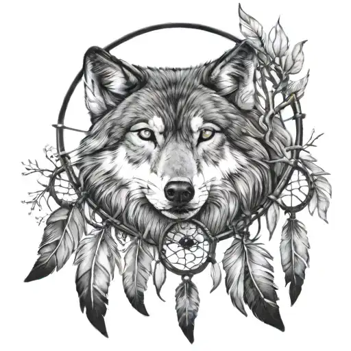 Wolf And Dreamcatcher