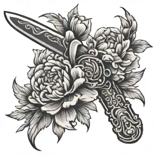 Sword With Peonies
