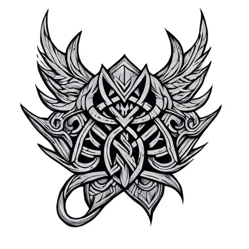 Norse Pattern Leg Tatto Design