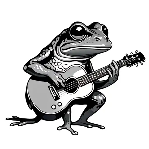 Cute Frog Playing A Guitar