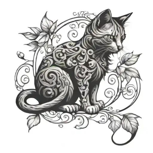 Vine Around A Cat Sitting