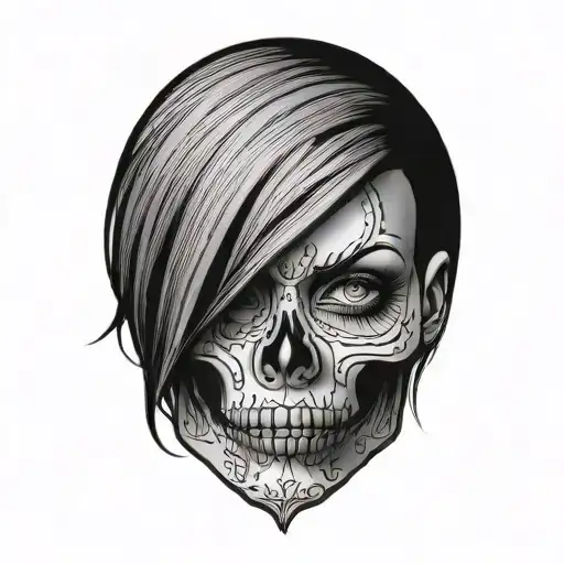 Blonde Woman Half Skull