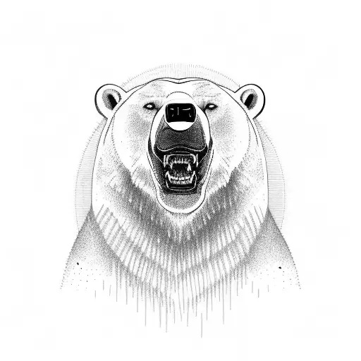 Hungry Polar Bear In Full Growth