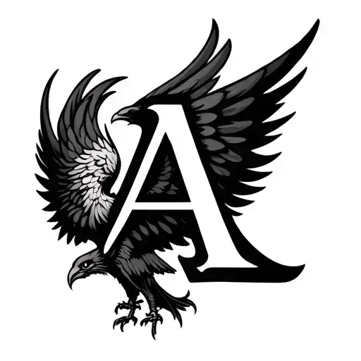 Phoenix With Wings Forming Letter A