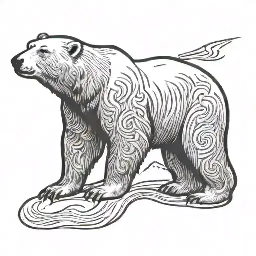 Standing Polar Bear Tattoo And Word Precious