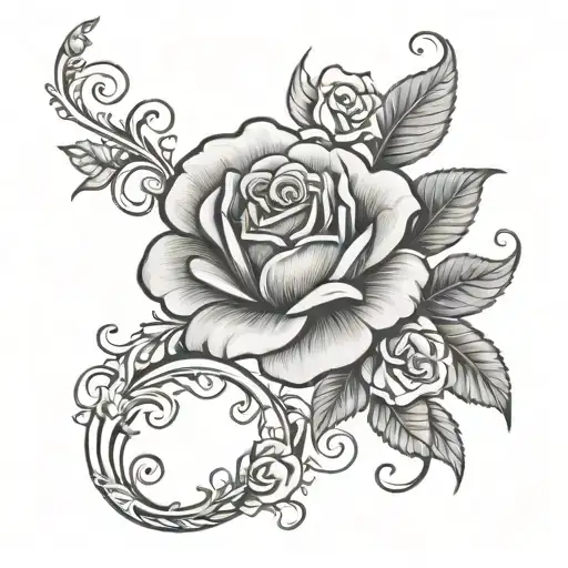 Names Roses Scroll Sleeve Tattoo Design Featuring