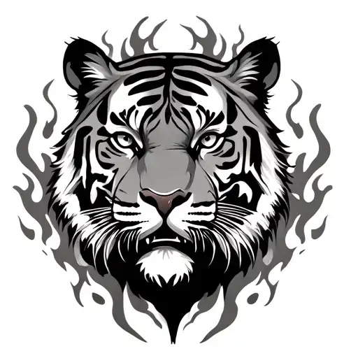 Tiger And Flames