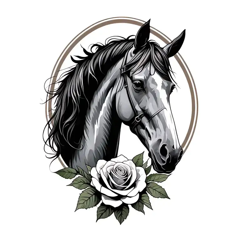 Horse Sunlight And Roses