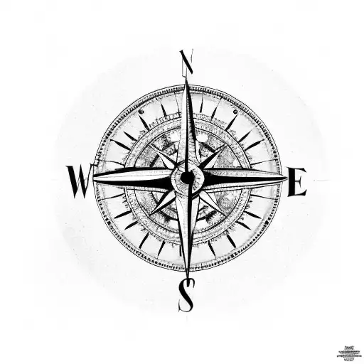 Compass With Broken Clock And Map