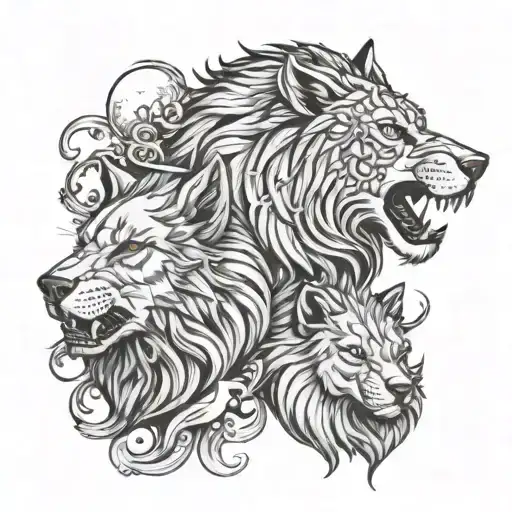 Wolf And Lion Half