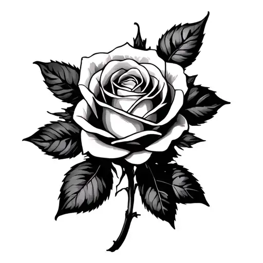 Simple Masculine Black Ink Rose