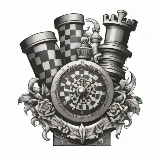 Chronograph With Chess And Road Leading