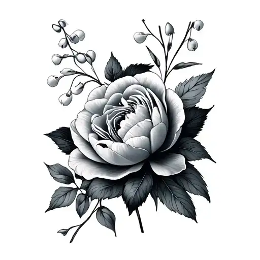 Minimalist Boutique Peony Rose And Lily Of The Valley Small