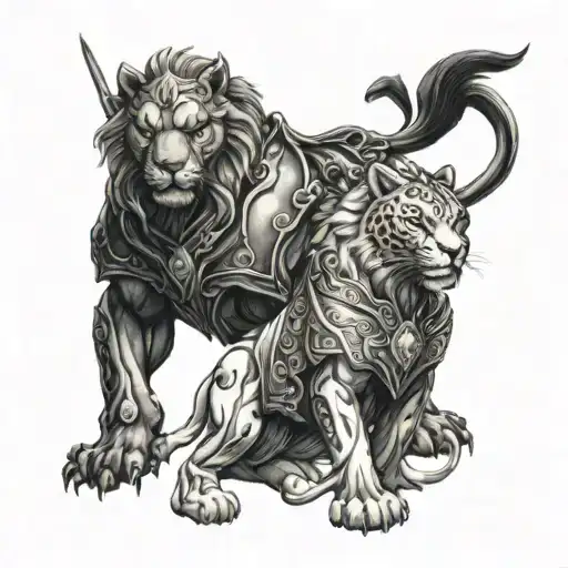 Leo And Panther And Warrior Knight