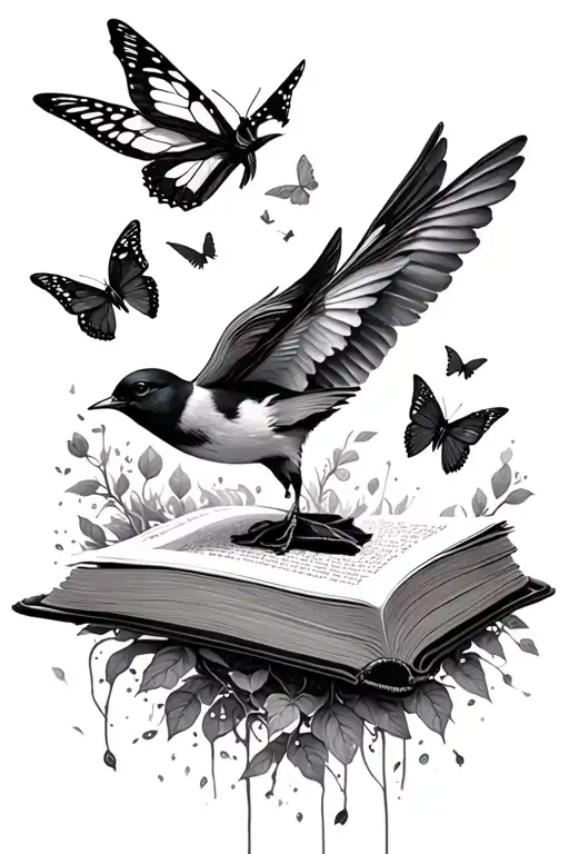 An Open Book With Birds And Butterflies Flying Out Of It