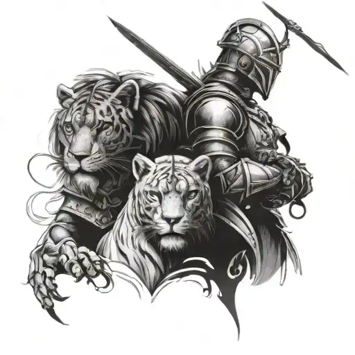 Leo And Panther And Warrior Knight