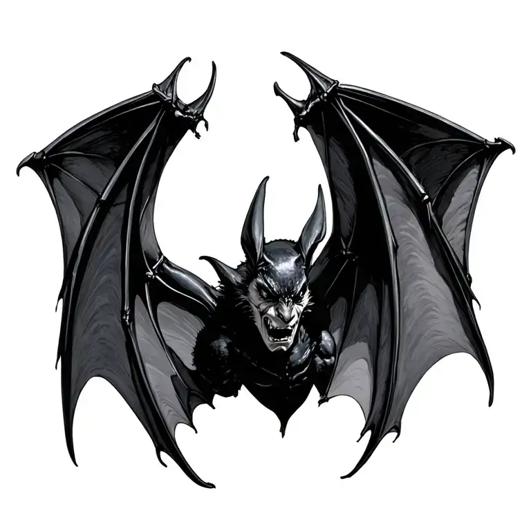 Bat Wings Spread Wide Open Facing Forward