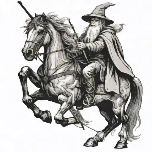 Gandalf On A Horse With Staff