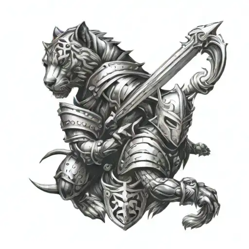 Leon And Panther And Warrior Knight