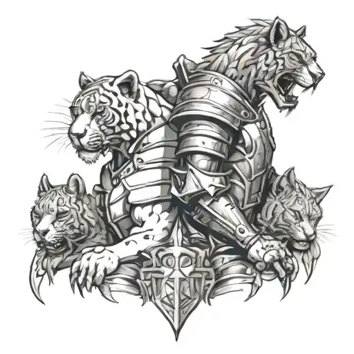 Leon And Panther And Warrior Knight