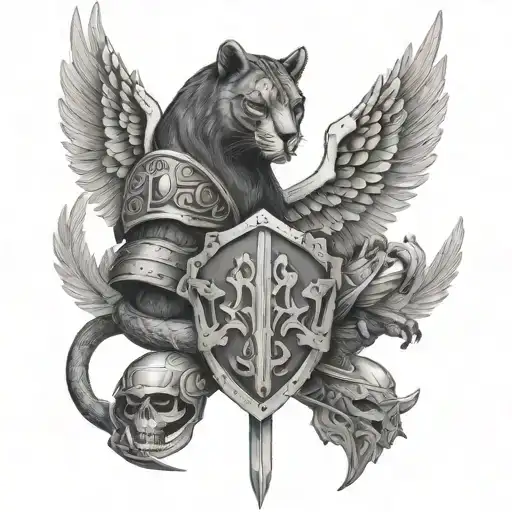 Leon And Panther And Warrior Knight And Wings