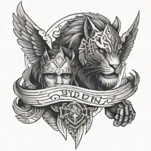 Leon And Panther And Warrior Knight And Wings