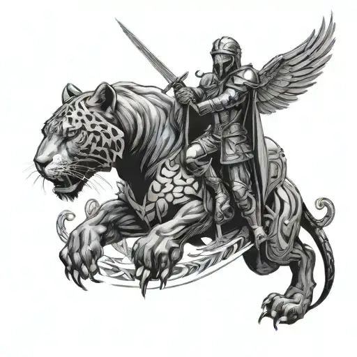 Leon And Panther And Warrior Knight And Wings