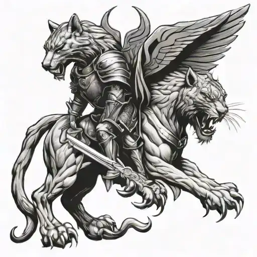 Leon And Panther And Warrior Knight And Wings