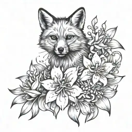 Fox And Lycoris Flower