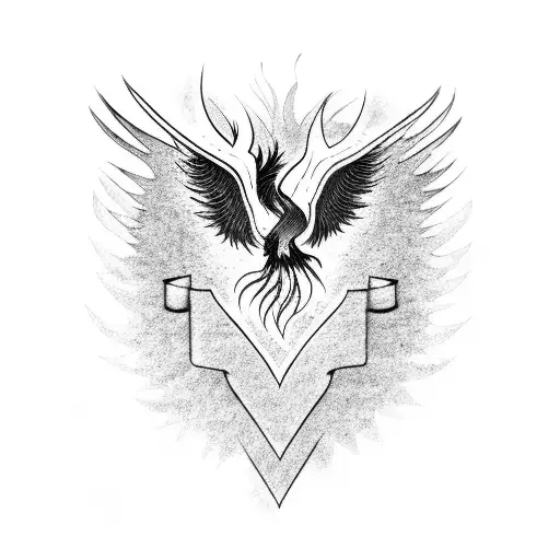 A Phoenix Rising From A Heart