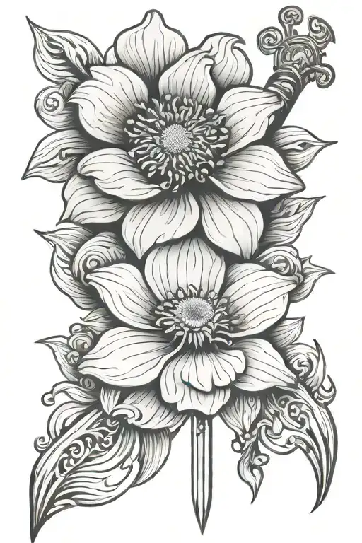 Anemone Flower And Sword