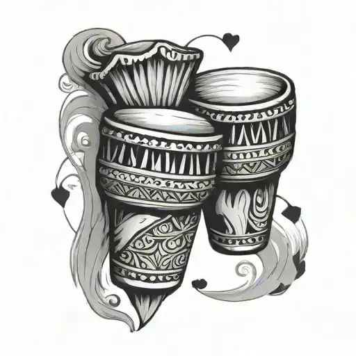 Djembe And Heart Shape Shape Symbolizing Your Love