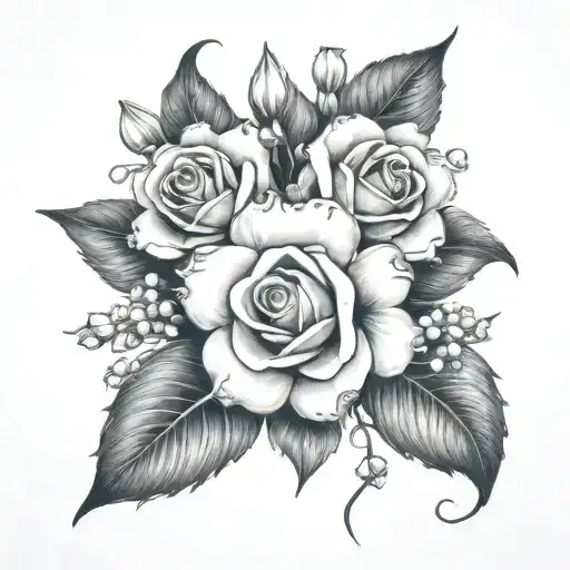 Rose And Lily Of The Valley Intertwined With Eachother