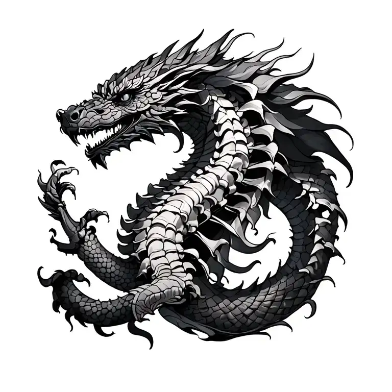 Spine Tattoo With Dragon