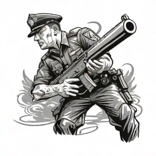 Police Officer And A Gun