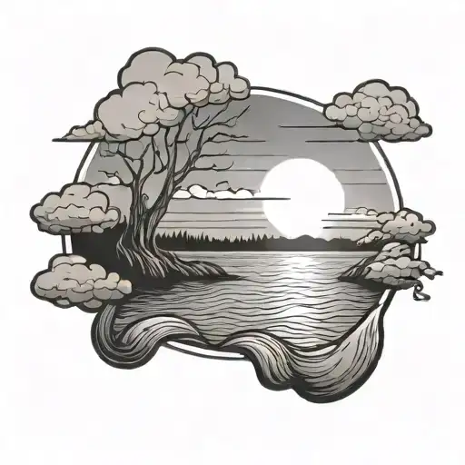 Line Sunset Over Water