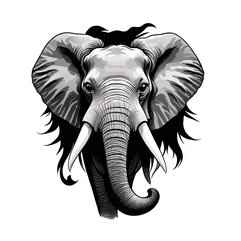 Elephant Face Tattoo Design