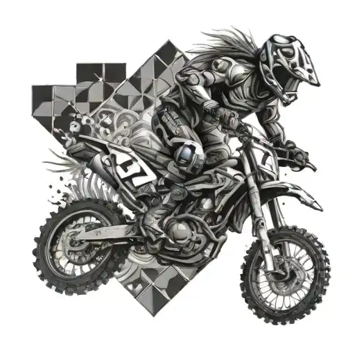 A Galaxy Made Up Of Tiles With Motifs Of Motocross And Tropical Elements
