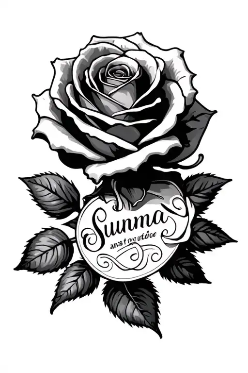 Rose Hand Tatto With The Name Summa
