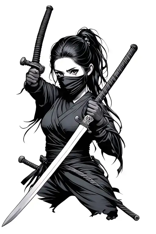 Blind Ninja Girl With Katana Sword