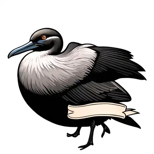 Albatross Bird Holding Baner On Elbow