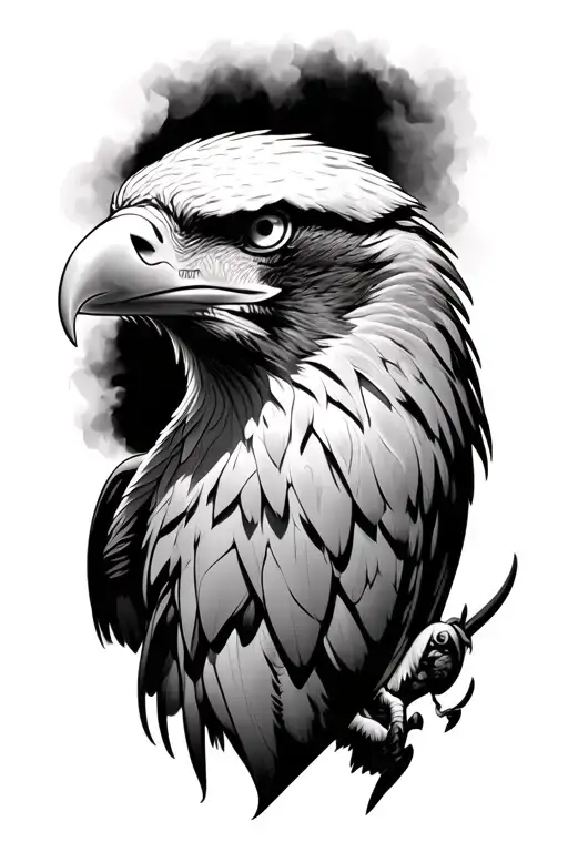 Eagle Realism Style Tattoo With A Eagle Head And A Full Size Eagle