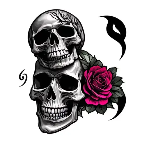 Skull And Pink Tattoo Designer
